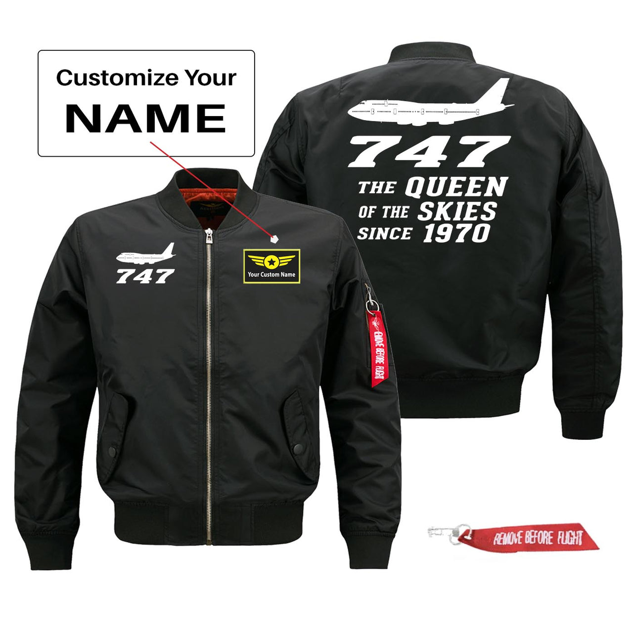 Boeing 747 Queen of The Skies (2) Designed Pilot Jackets (Customizable)