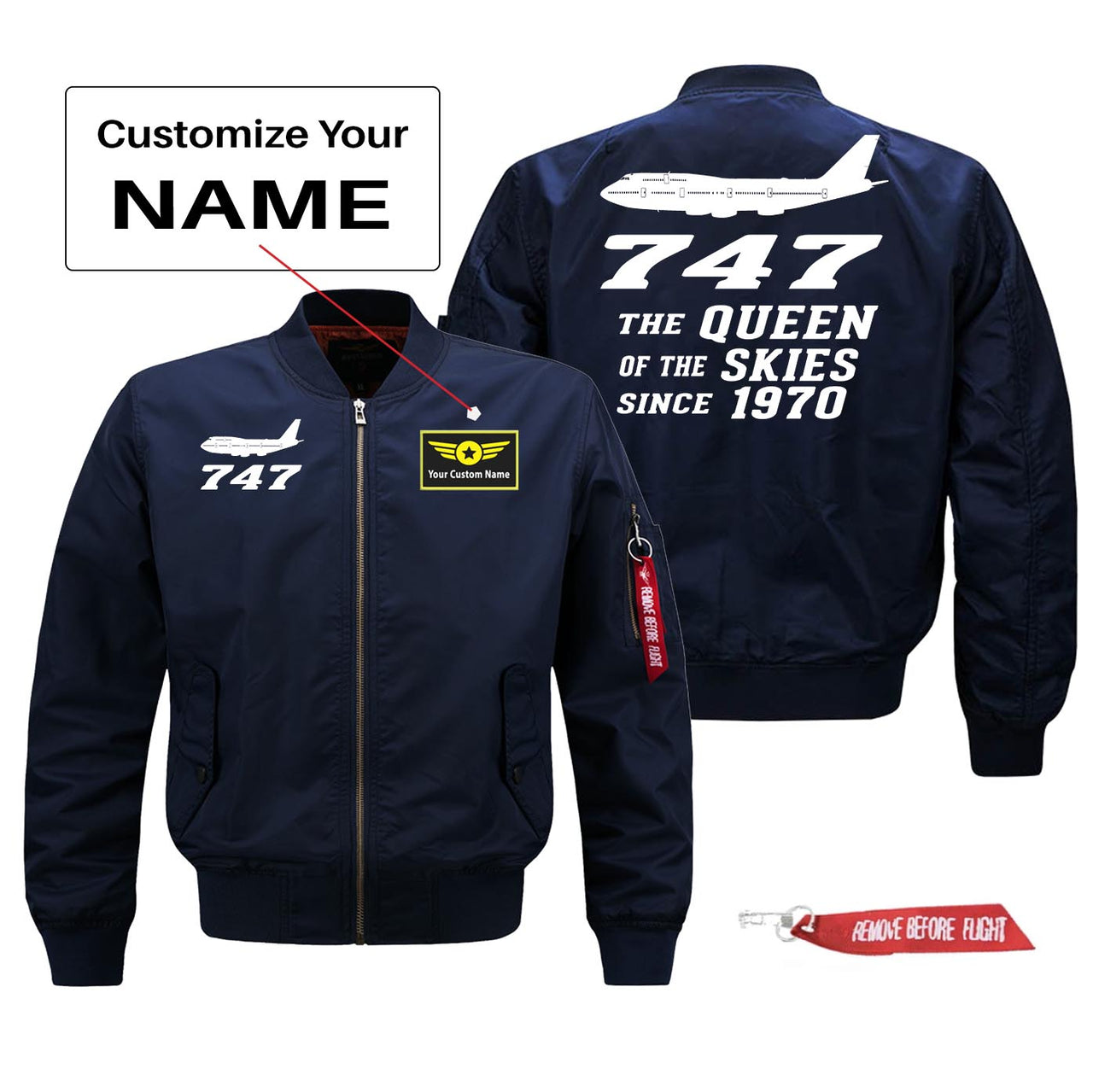 Boeing 747 Queen of The Skies (2) Designed Pilot Jackets (Customizable)