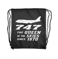 Thumbnail for Boeing 747 - Queen of the Skies (2) Designed Drawstring Bags