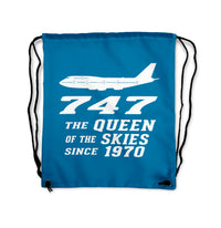 Thumbnail for Boeing 747 - Queen of the Skies (2) Designed Drawstring Bags