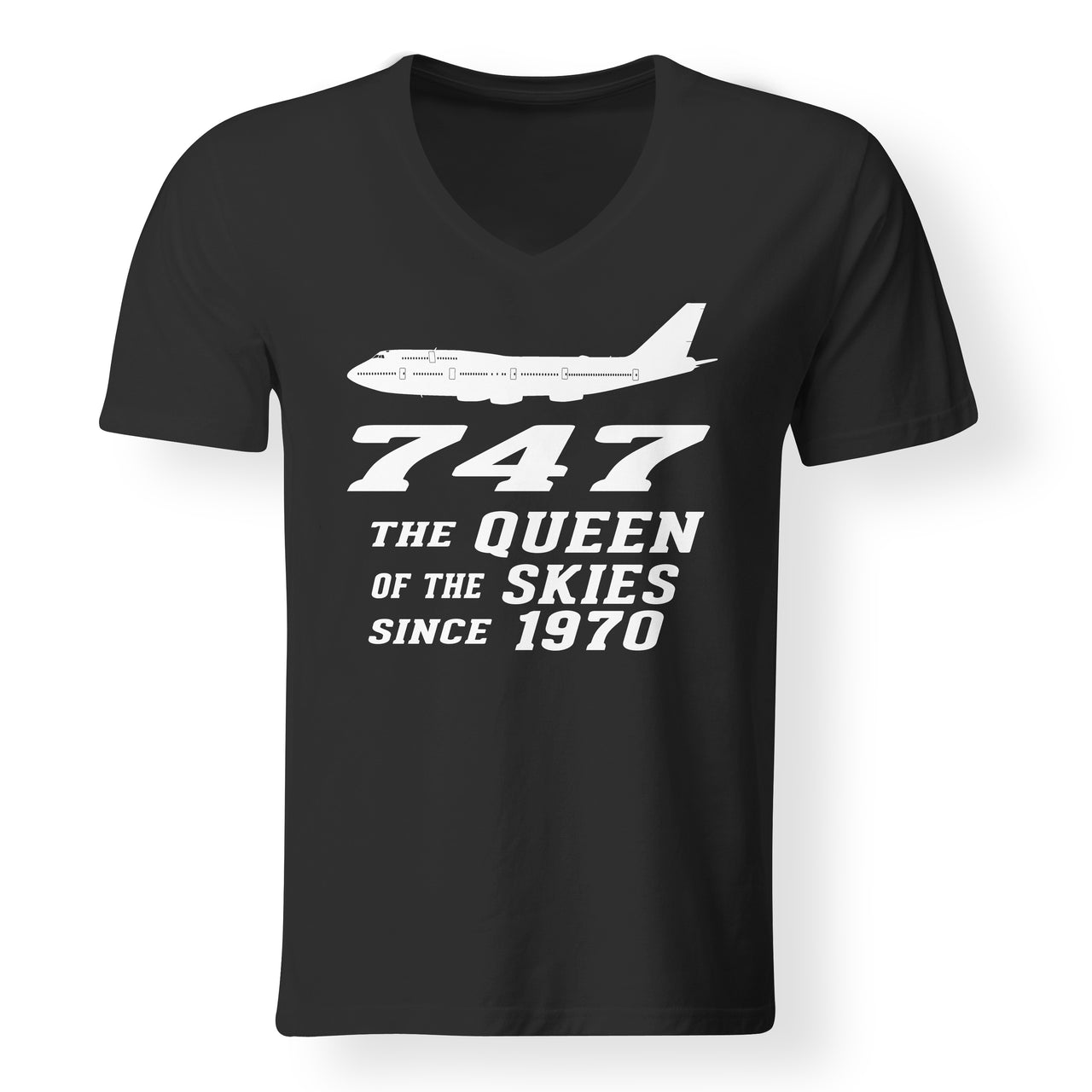 BOEING 747 - QUEEN OF THE SKIES Designed V-Neck T-Shirts