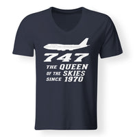 Thumbnail for BOEING 747 - QUEEN OF THE SKIES Designed V-Neck T-Shirts