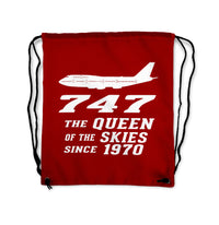 Thumbnail for Boeing 747 - Queen of the Skies (2) Designed Drawstring Bags