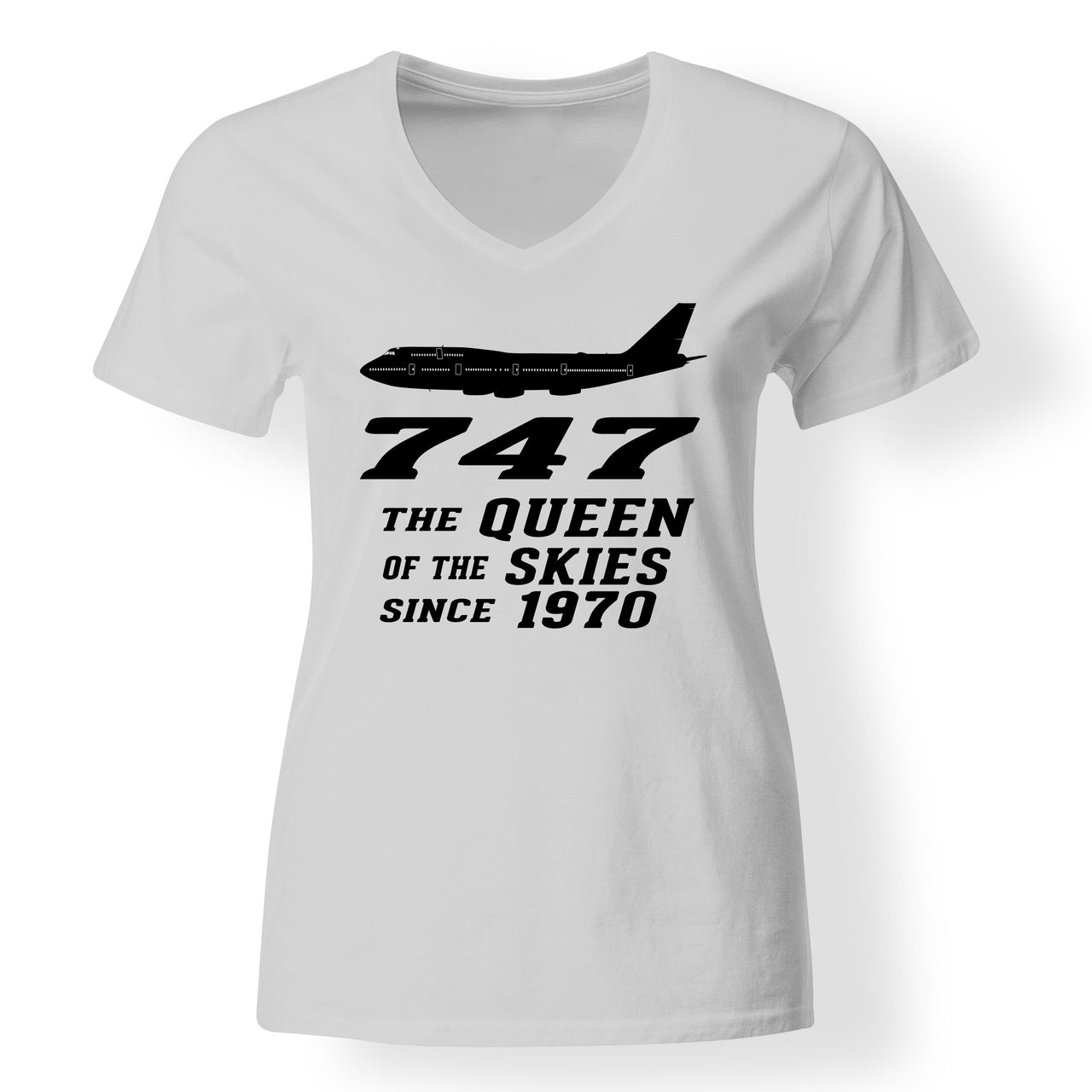 BOEING 747 - QUEEN OF THE SKIES Designed V-Neck T-Shirts