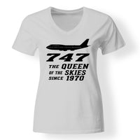 Thumbnail for BOEING 747 - QUEEN OF THE SKIES Designed V-Neck T-Shirts