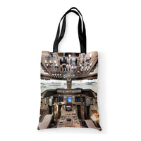 Thumbnail for Boeing 747 Cockpit Designed Tote Bags