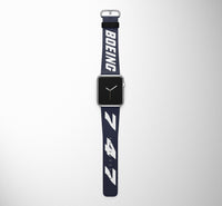 Thumbnail for Boeing 747 Flat Text Designed Leather Apple Watch Straps