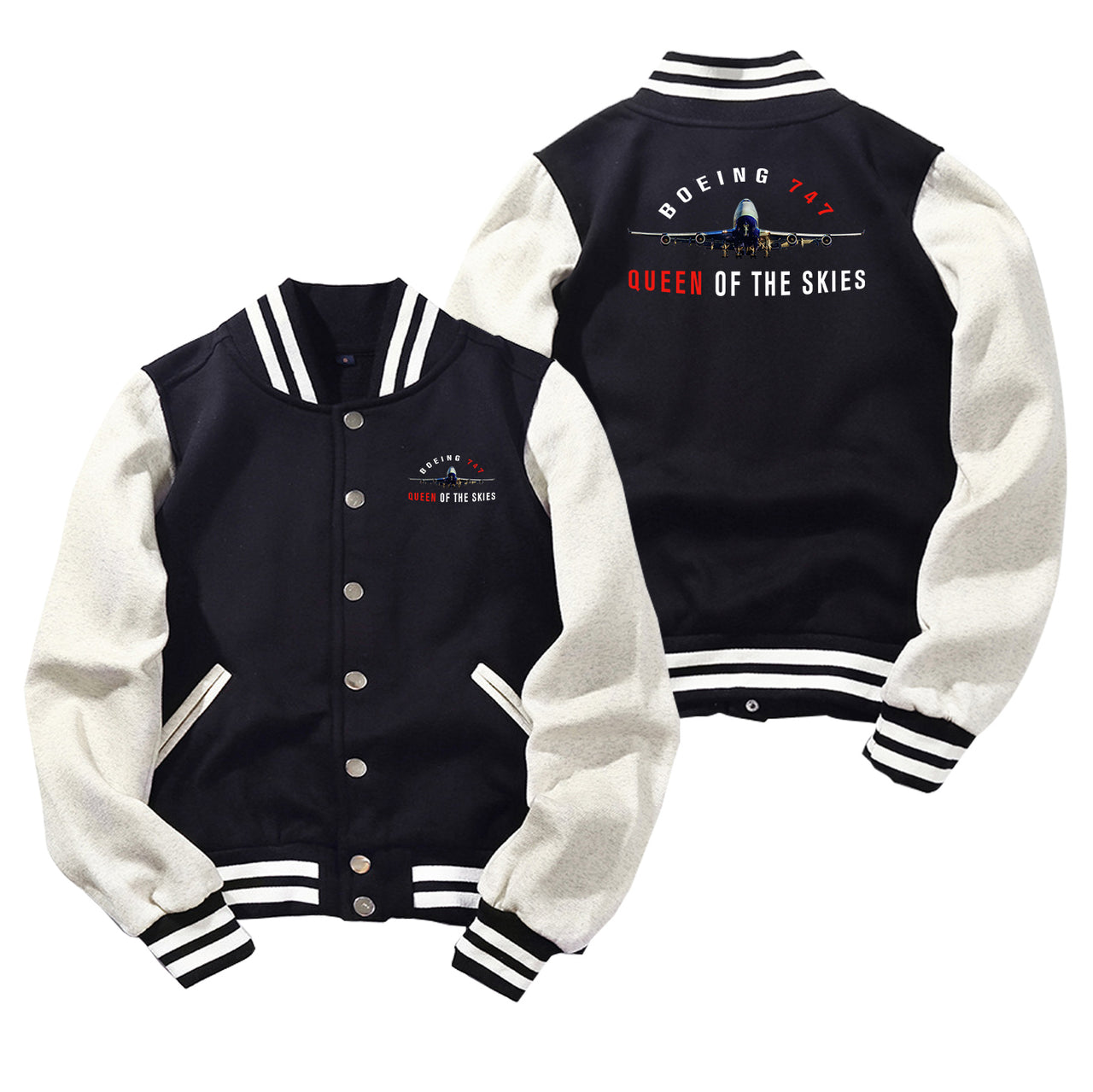 Boeing 747 Queen of the Skies Designed Baseball Style Jackets