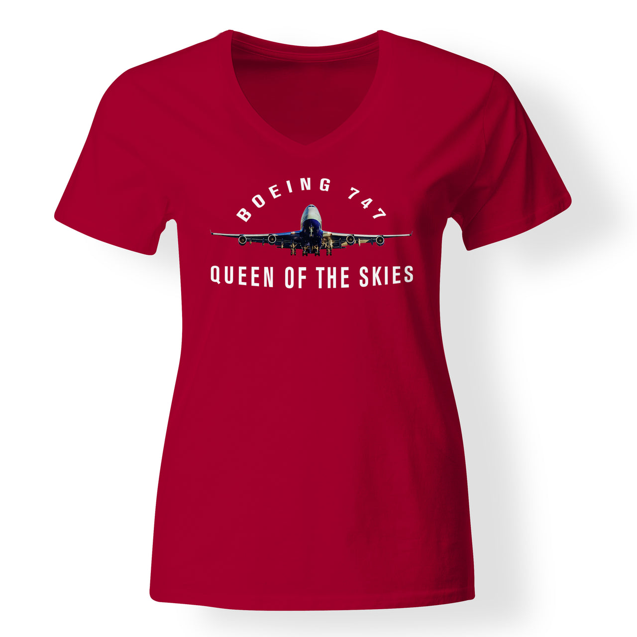 Boeing 747 Queen of the Skies Designed V-Neck T-Shirts