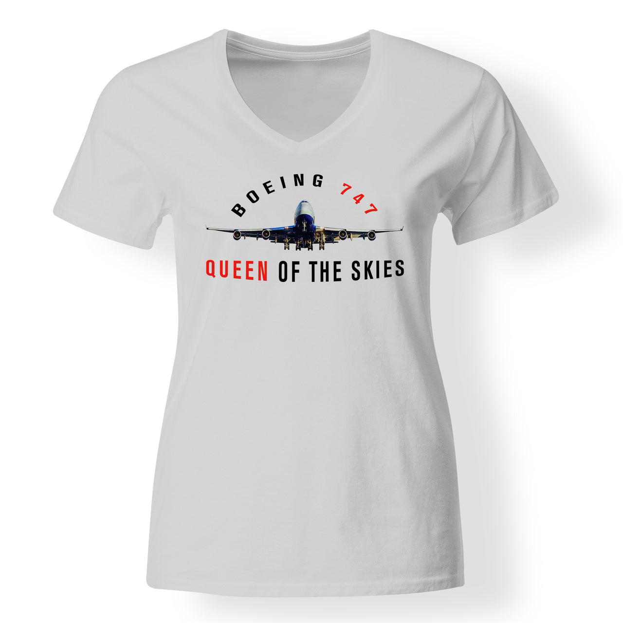 Boeing 747 Queen of the Skies Designed V-Neck T-Shirts