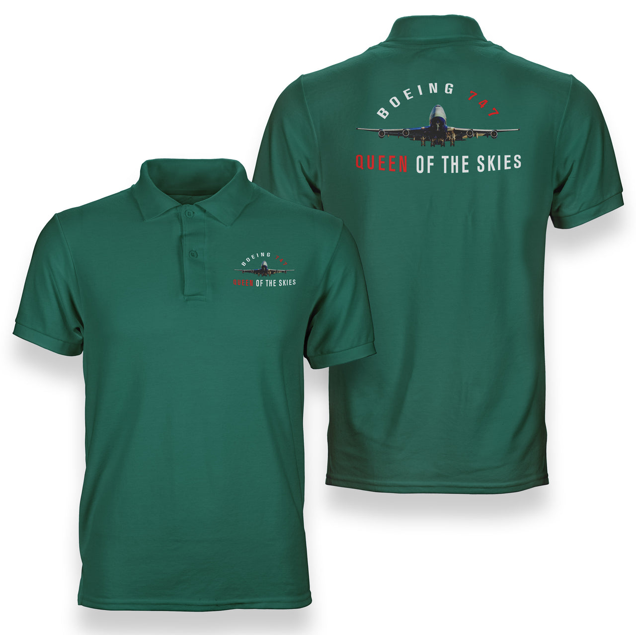 Boeing 747 Queen of the Skies Designed Double Side Polo T-Shirts