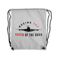 Thumbnail for Boeing 747 Queen of the Skies Designed Drawstring Bags