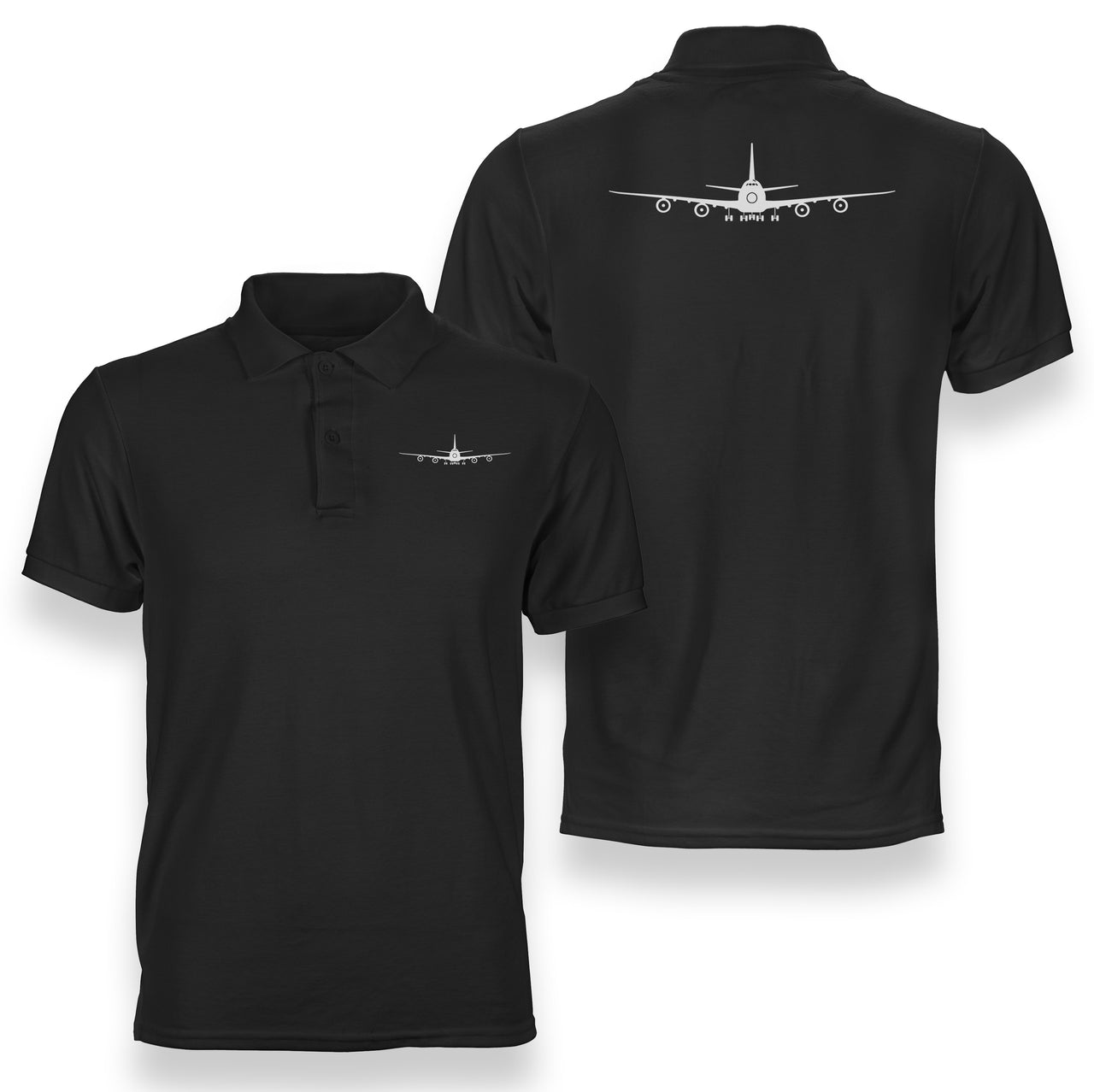 Boeing 747 Silhouette Designed Double Side Polo T-Shirts