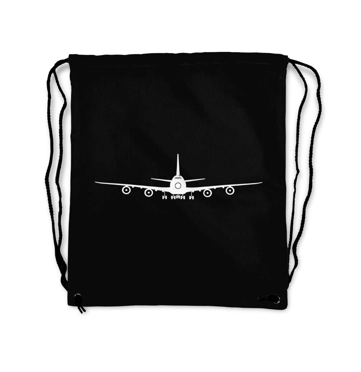Boeing 747 Silhouette Designed Drawstring Bags