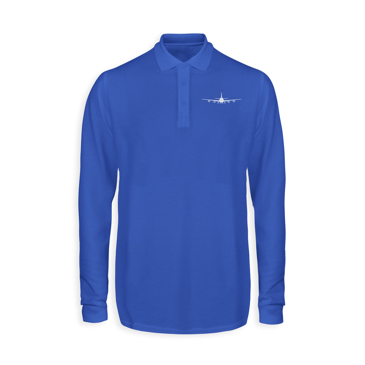 Boeing 747 Silhouette Designed Long Sleeve Polo T-Shirts