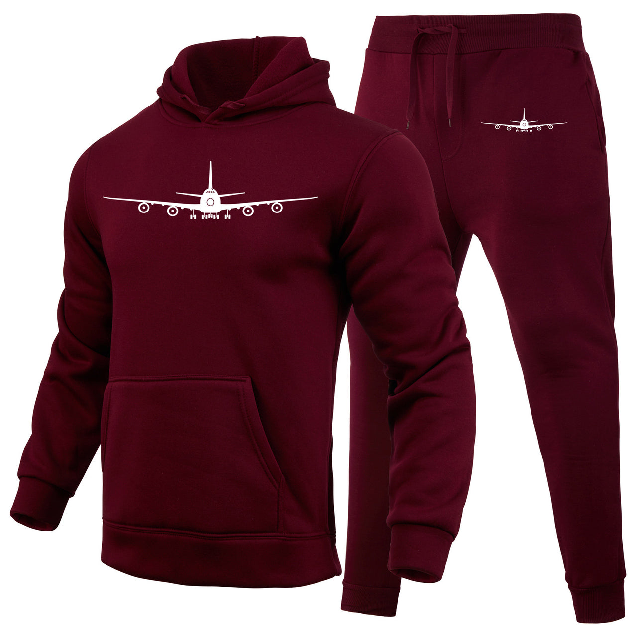 Boeing 747 Silhouette Designed Hoodies & Sweatpants Set