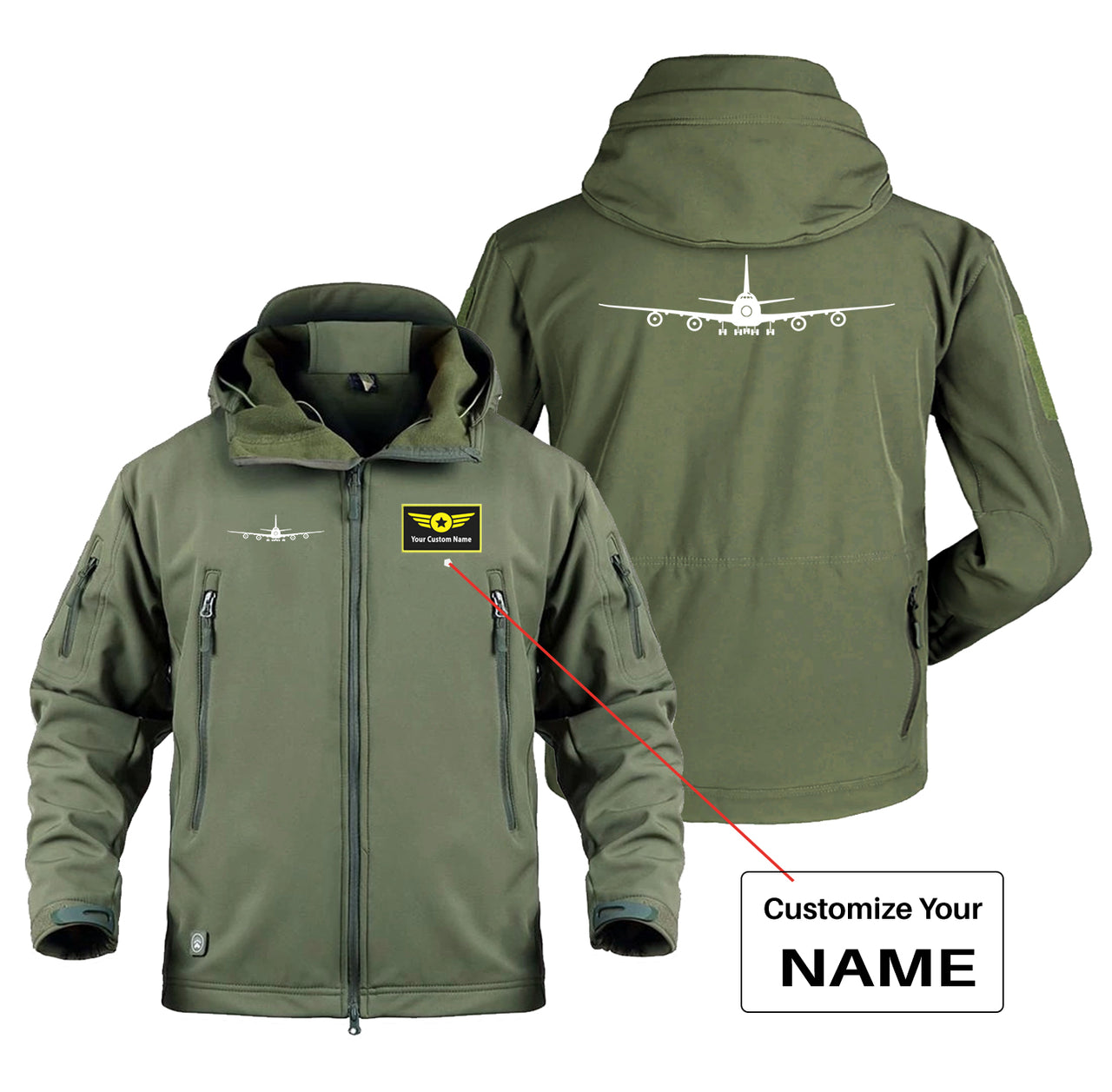 Boeing 747 Silhouette Designed Military Jackets (Customizable)