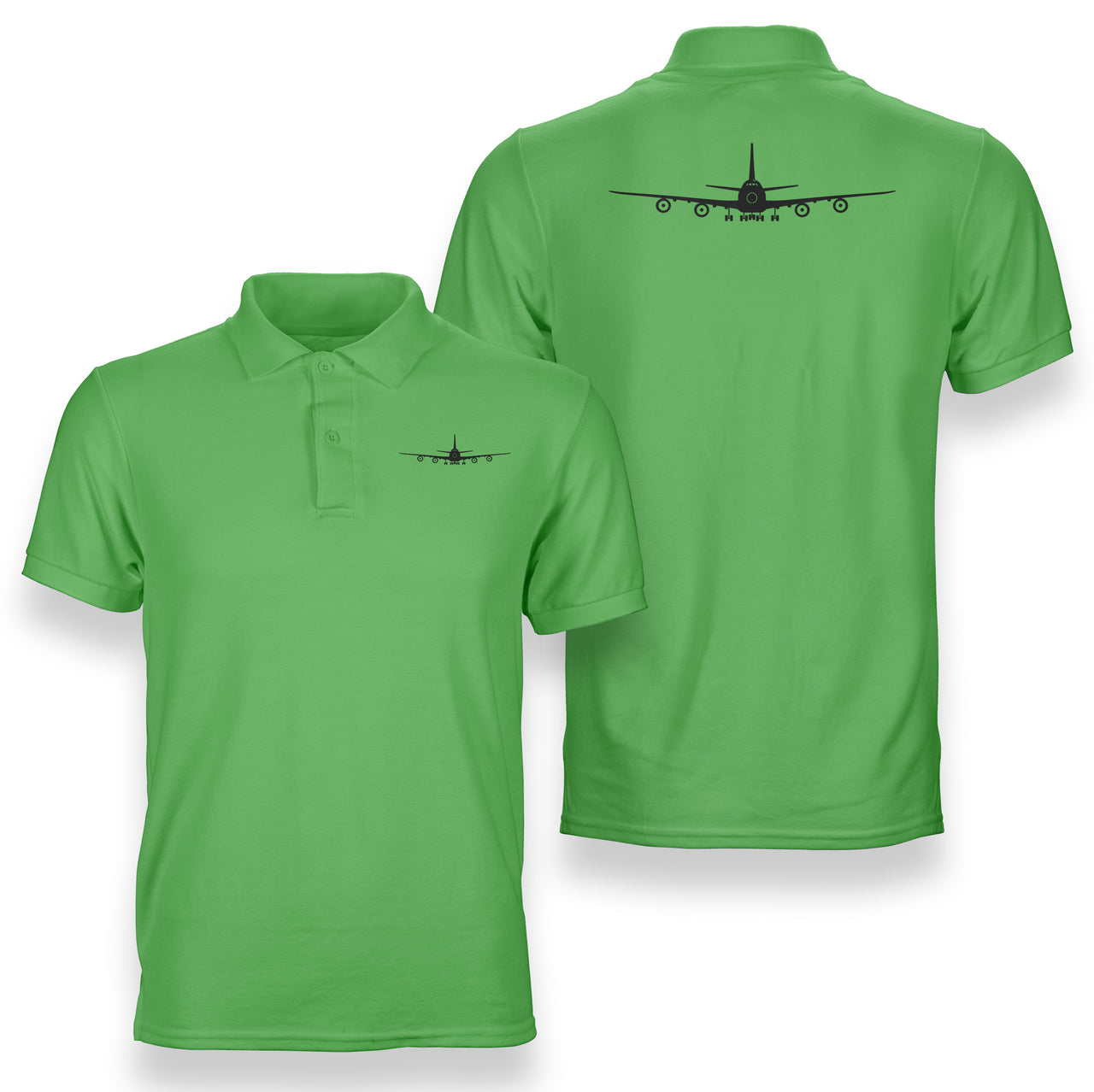 Boeing 747 Silhouette Designed Double Side Polo T-Shirts