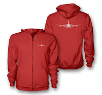 Thumbnail for Boeing 747 Silhouette Designed Zipped Hoodies