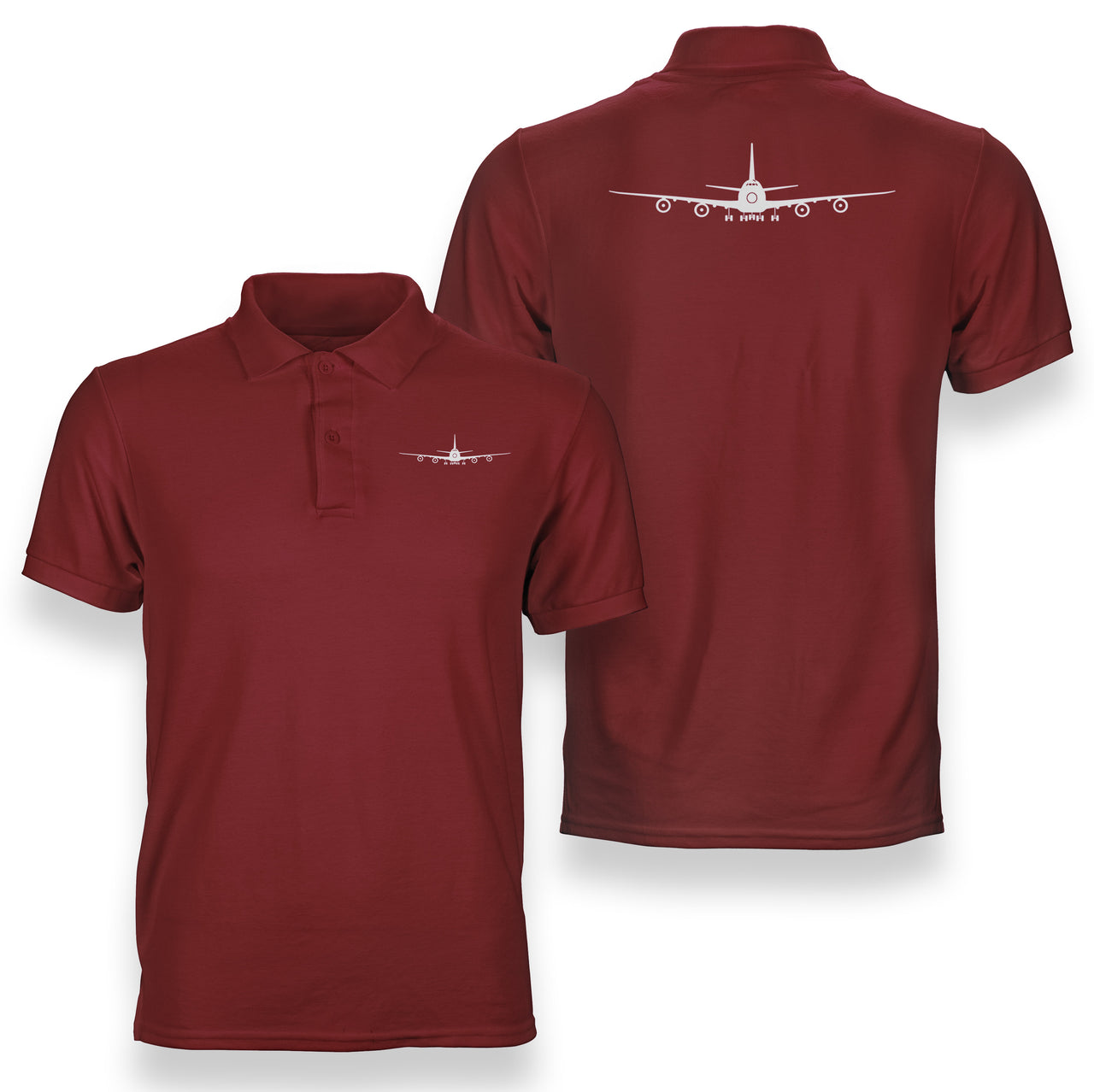 Boeing 747 Silhouette Designed Double Side Polo T-Shirts