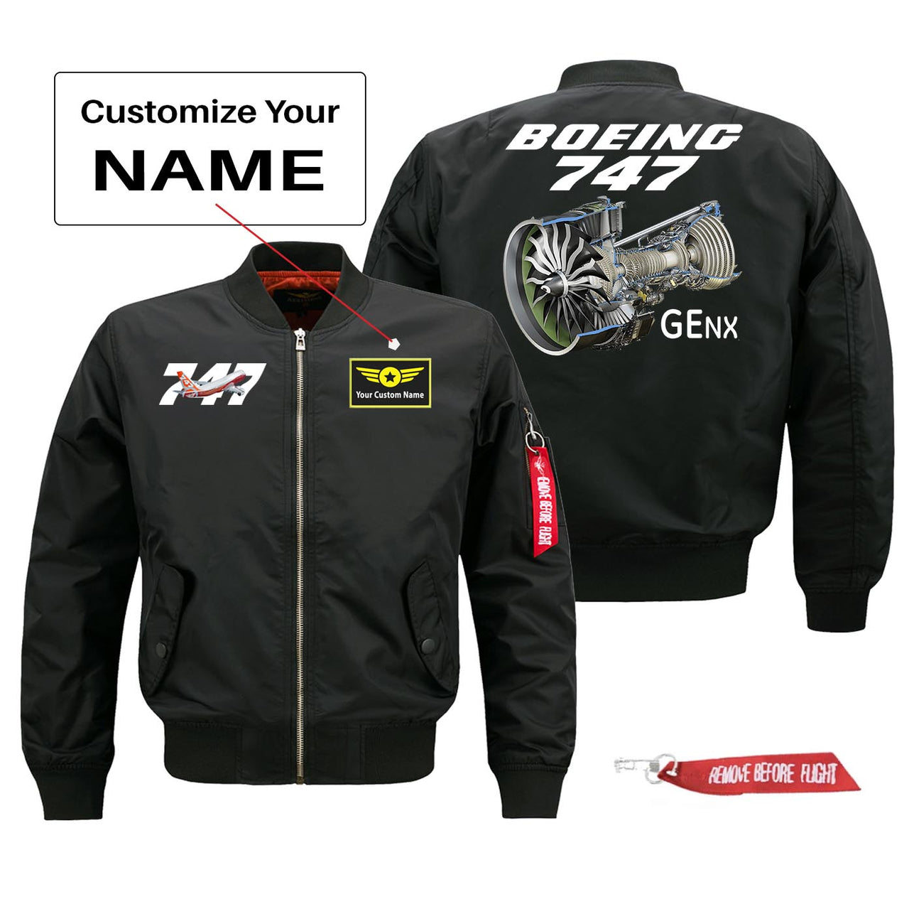 Boeing 747 & GENX Engine Designed Pilot Jackets (Customizable)