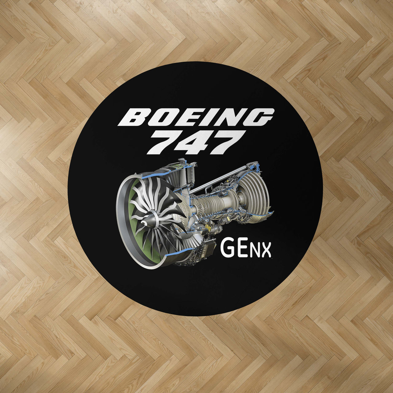 Boeing 747 & GENX Engine Designed Carpet & Floor Mats (Round)
