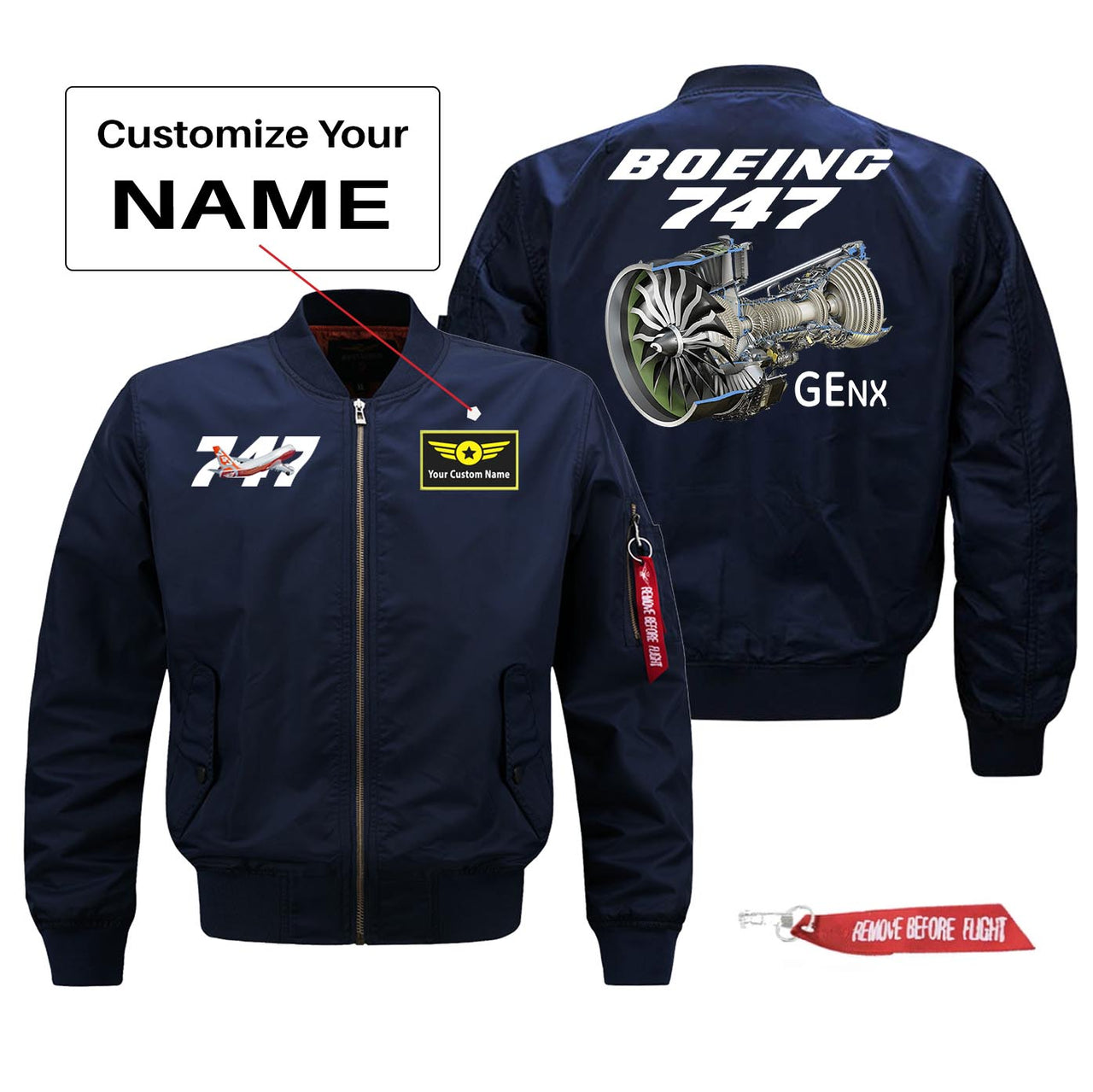 Boeing 747 & GENX Engine Designed Pilot Jackets (Customizable)