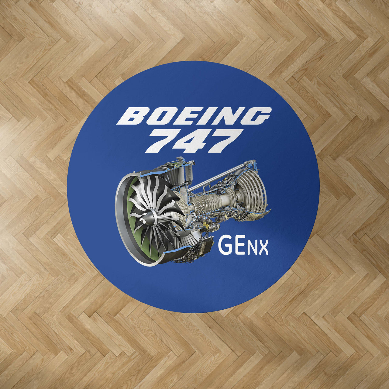 Boeing 747 & GENX Engine Designed Carpet & Floor Mats (Round)