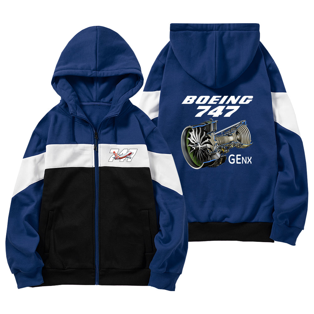 Boeing 747 & GENX Engine Designed Colourful Zipped Hoodies