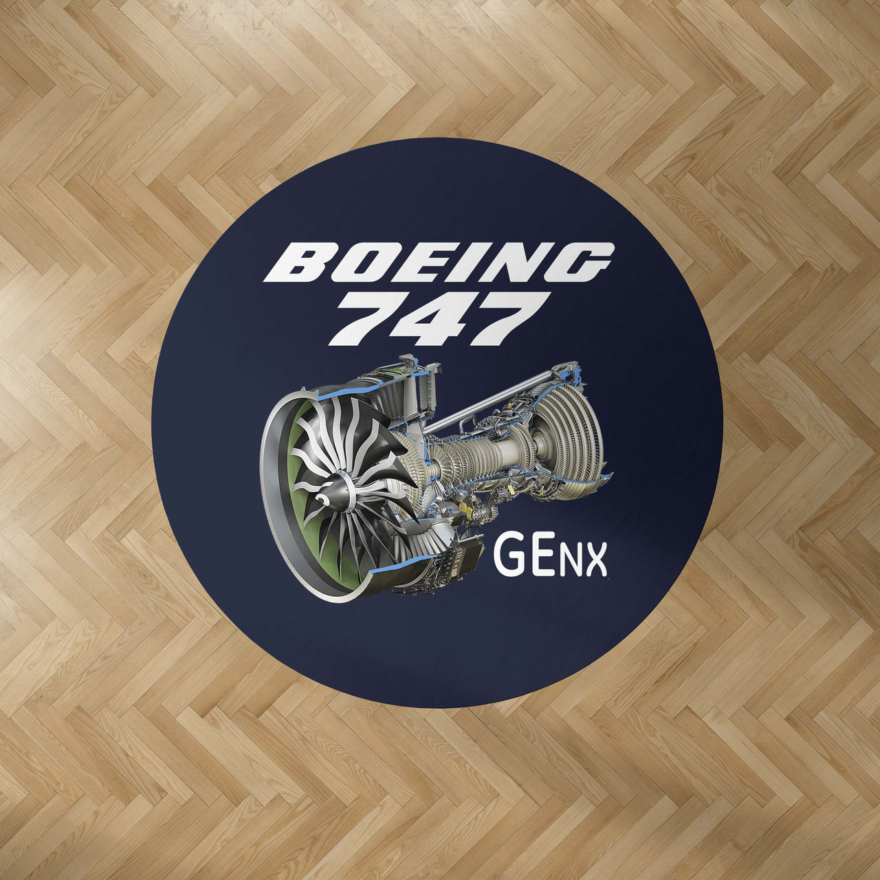Boeing 747 & GENX Engine Designed Carpet & Floor Mats (Round)