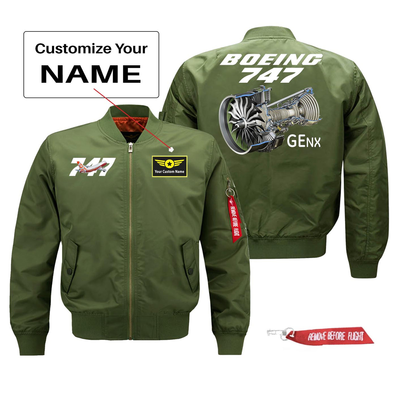 Boeing 747 & GENX Engine Designed Pilot Jackets (Customizable)