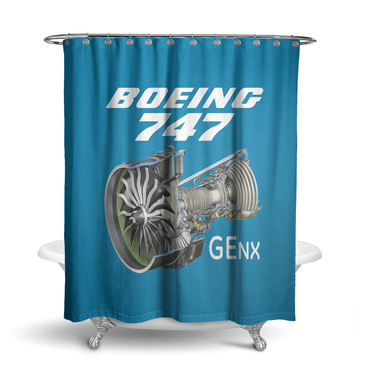 Boeing 747 & GENX Engine Designed Shower Curtains