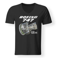 Thumbnail for Boeing 747 & GENX Engine Designed V-Neck T-Shirts