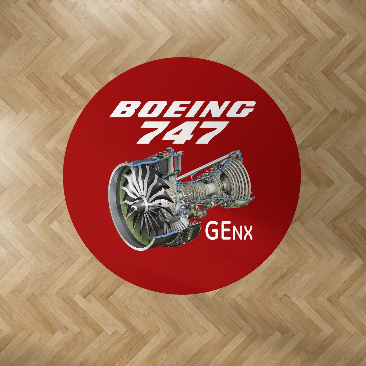 Boeing 747 & GENX Engine Designed Carpet & Floor Mats (Round)