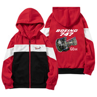 Thumbnail for Boeing 747 & GENX Engine Designed Colourful Zipped Hoodies