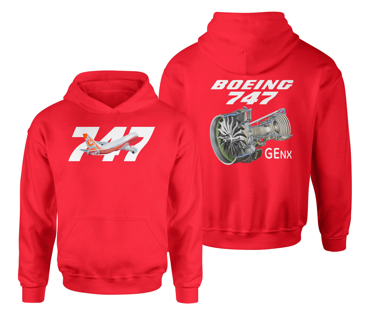 Boeing 747 & GENX Engine Designed Double Side Hoodies