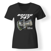 Thumbnail for Boeing 747 & GENX Engine Designed V-Neck T-Shirts
