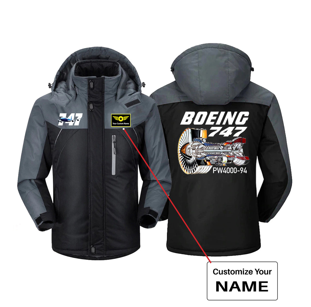 Boeing 747 & PW4000-94 Engine Designed Thick Winter Jackets