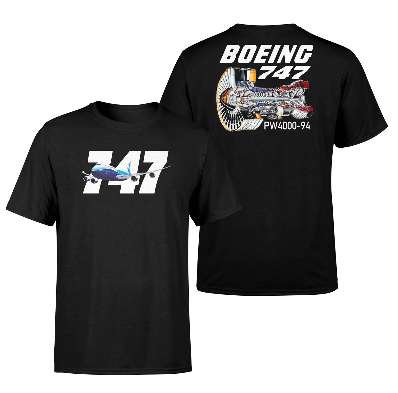 Boeing 747 & PW4000-94 Engine Designed Double-Side T-Shirts