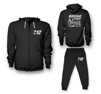 Thumbnail for Boeing 747 & PW4000-94 Engine Designed Zipped Hoodies & Sweatpants Set