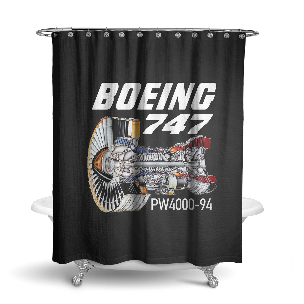 Boeing 747 & PW4000-94 Engine Designed Shower Curtains