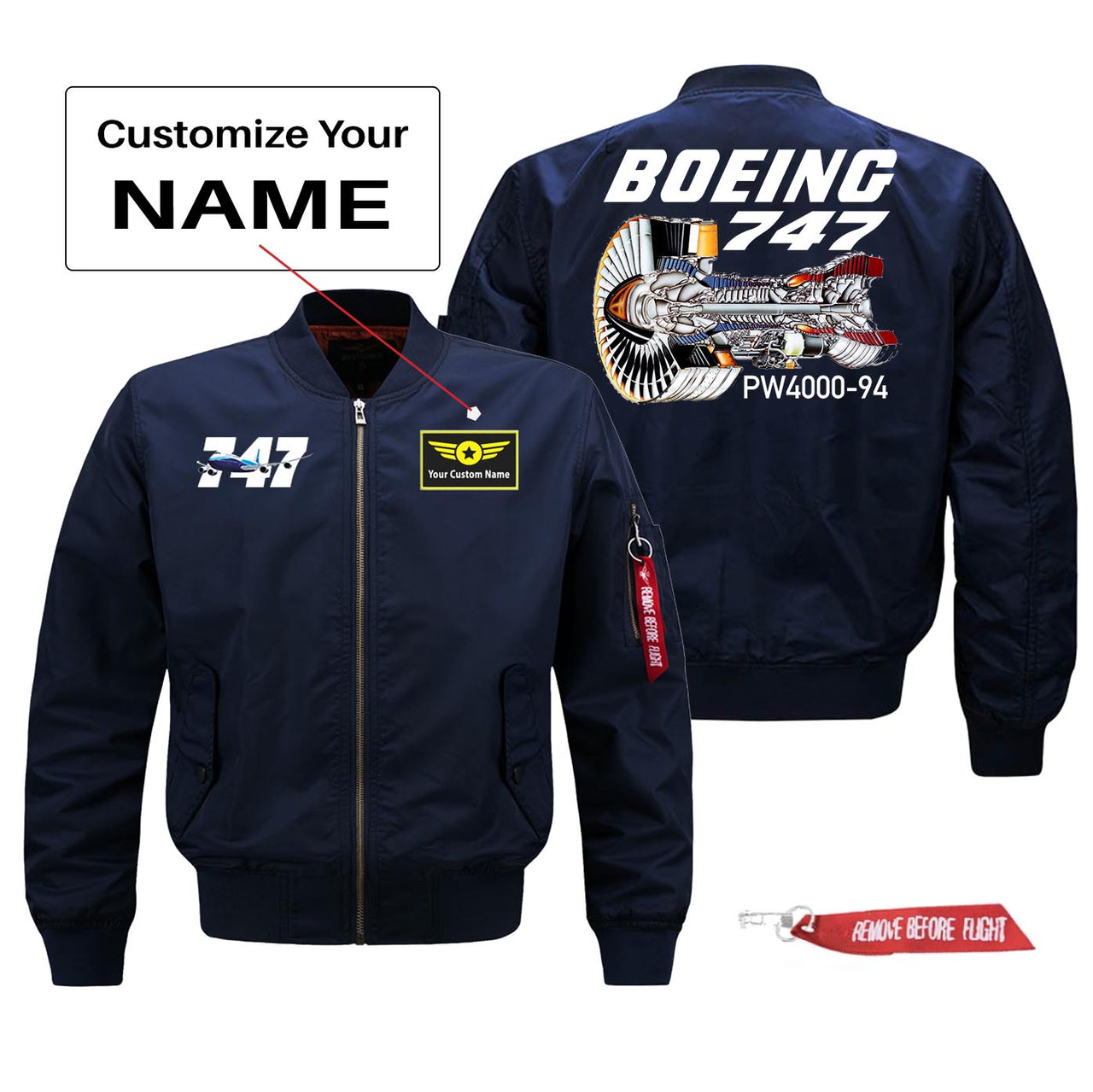 Boeing 747 & PW4000-94 Engine Designed Pilot Jackets (Customizable)