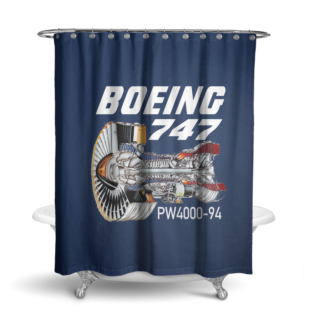 Boeing 747 & PW4000-94 Engine Designed Shower Curtains