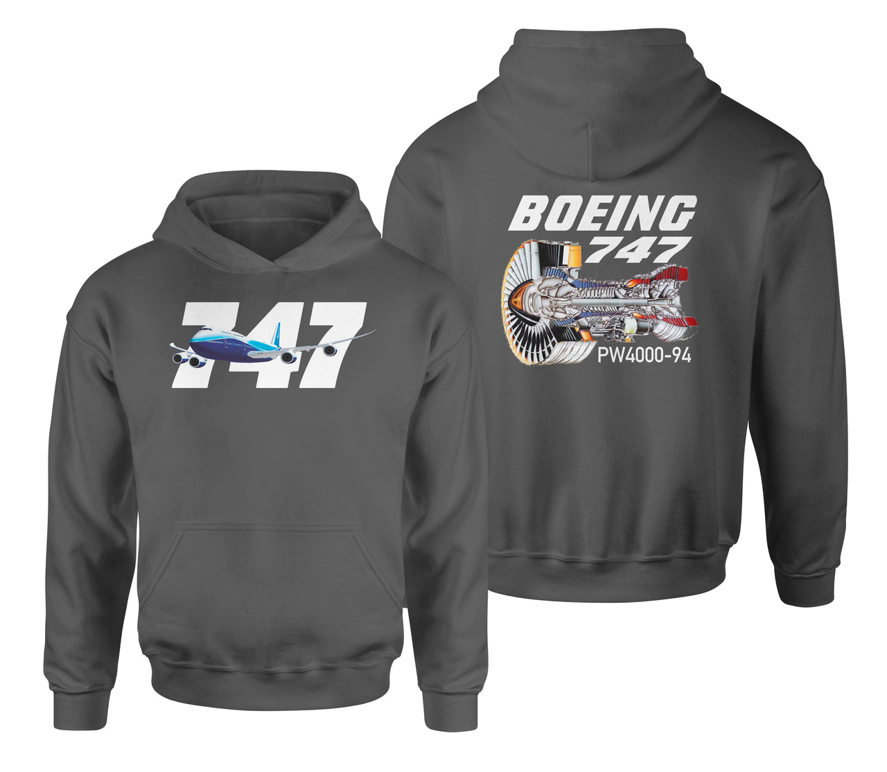 Boeing 747 & PW4000-94 Engine Designed Double Side Hoodies