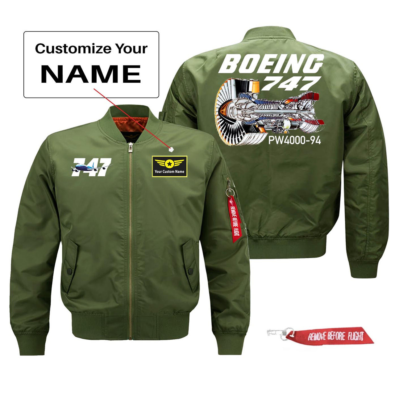 Boeing 747 & PW4000-94 Engine Designed Pilot Jackets (Customizable)