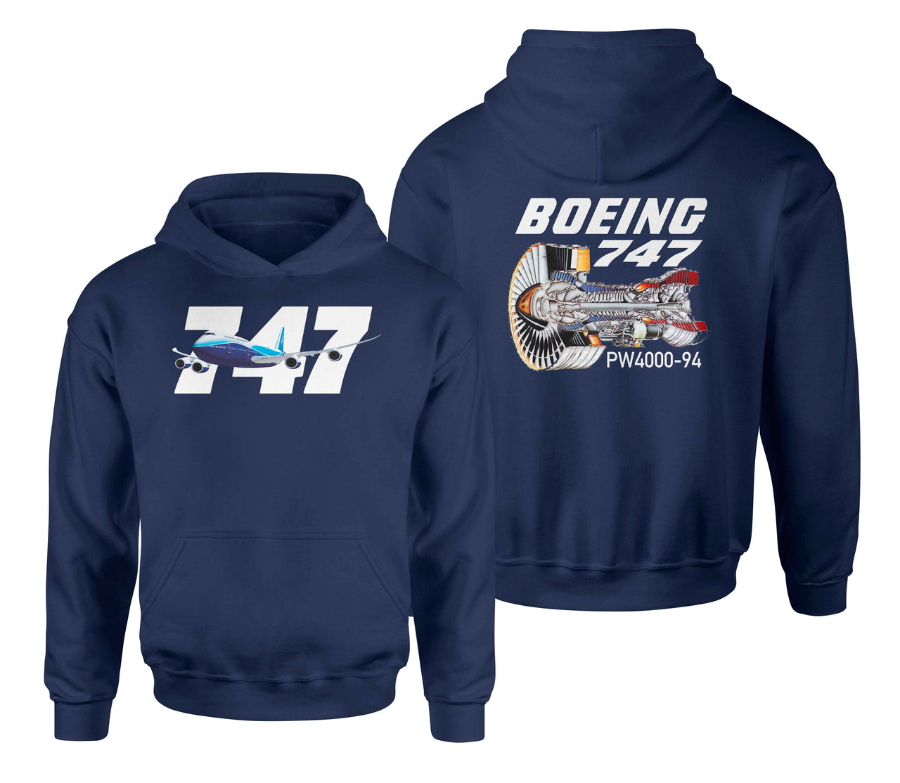 Boeing 747 & PW4000-94 Engine Designed Double Side Hoodies