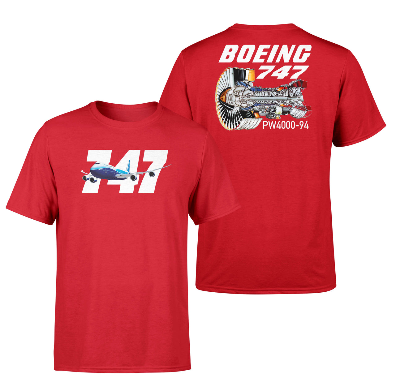 Boeing 747 & PW4000-94 Engine Designed Double-Side T-Shirts