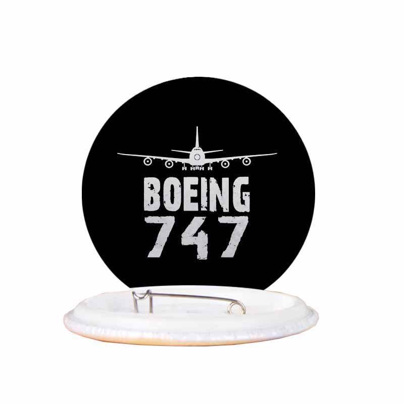 Boeing 747 & Plane aviation design pin in polished enamel.