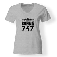 Thumbnail for Boeing 747 & Plane Designed V-Neck T-Shirts