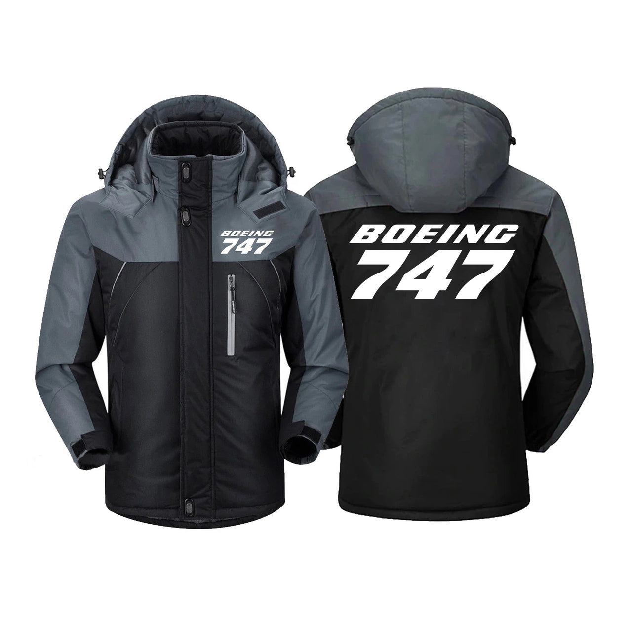 Boeing 747 & Text Designed Thick Winter Jackets